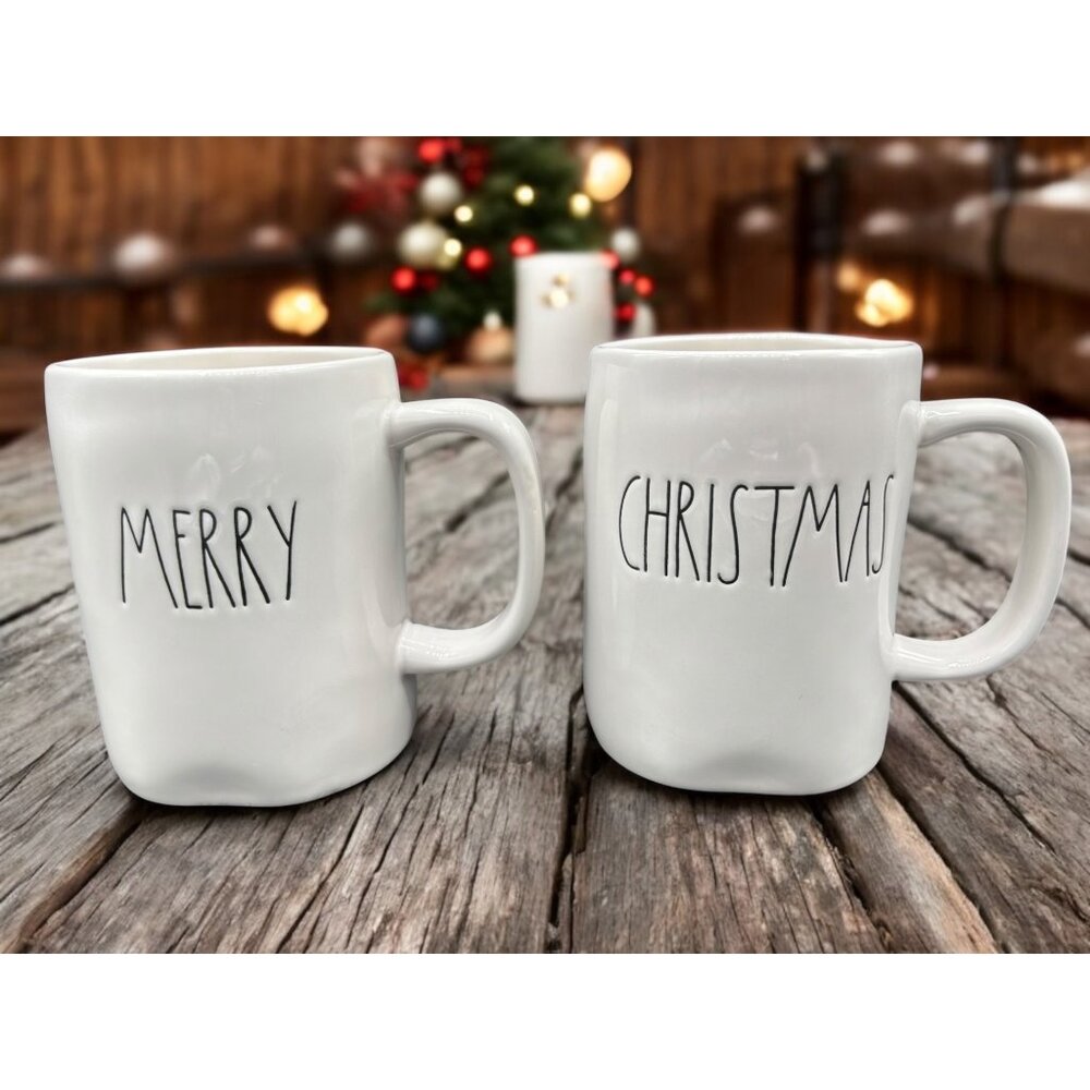 Rae Dunn Set of Christmas Mugs Merry Christmas Artisan Collection